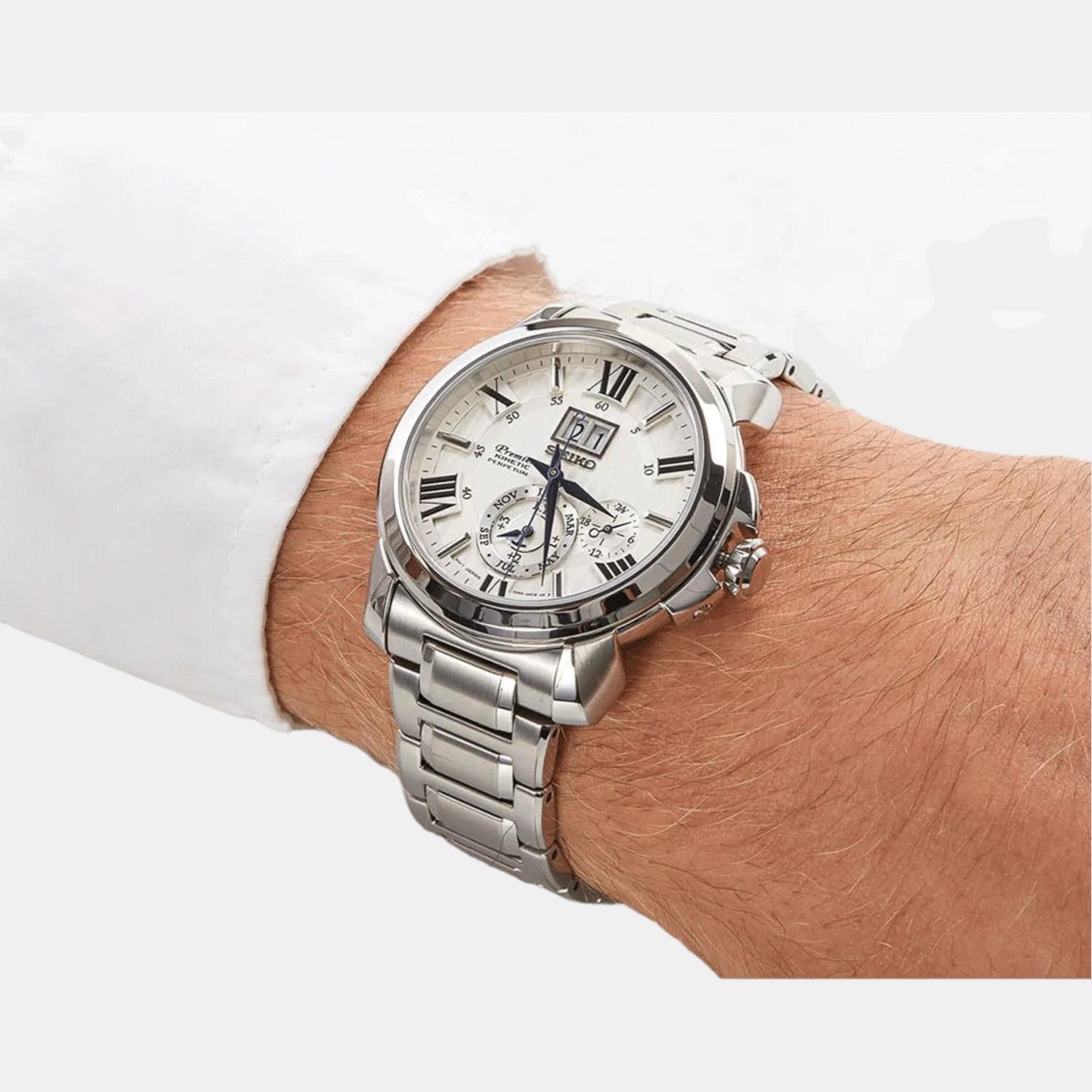 Seiko Male White Analog Stainless Steel Watch Seiko Just In Time