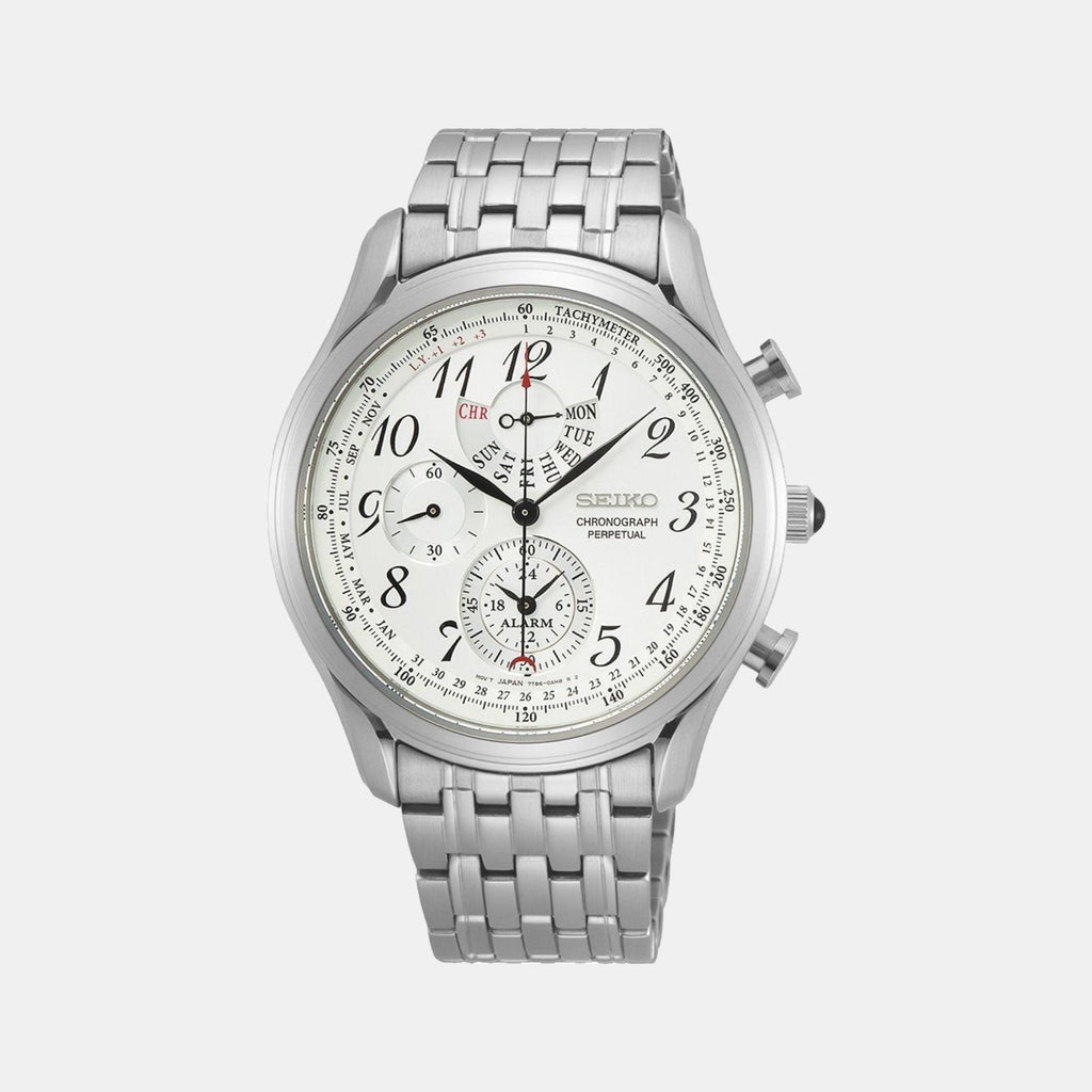 Seiko Round White Chronograph watch