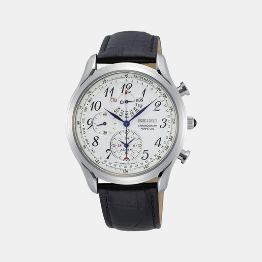 Male White Chronograph Leather Watch SPC253P1