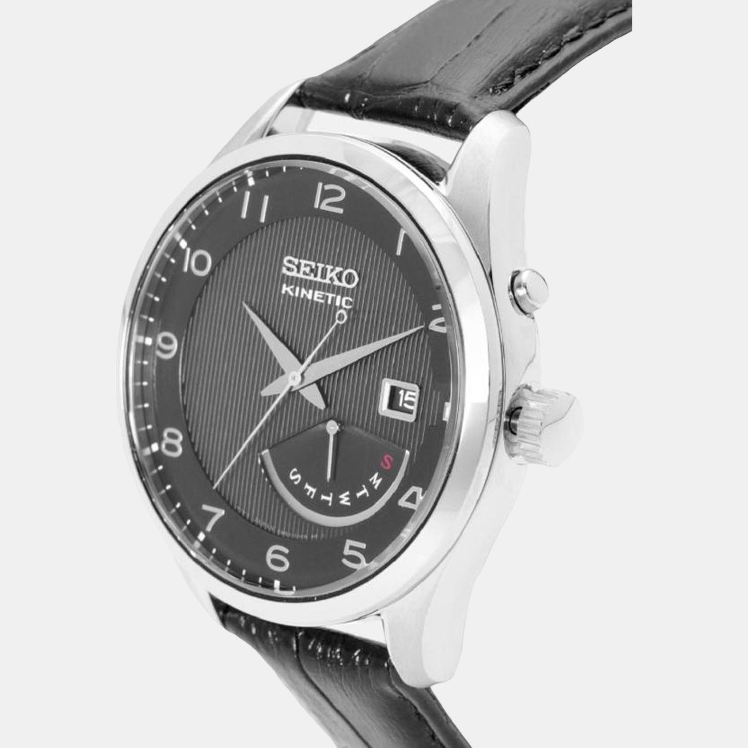 Seiko SKA477 Men's Stainless Steel Black Dial Kinetic Watch