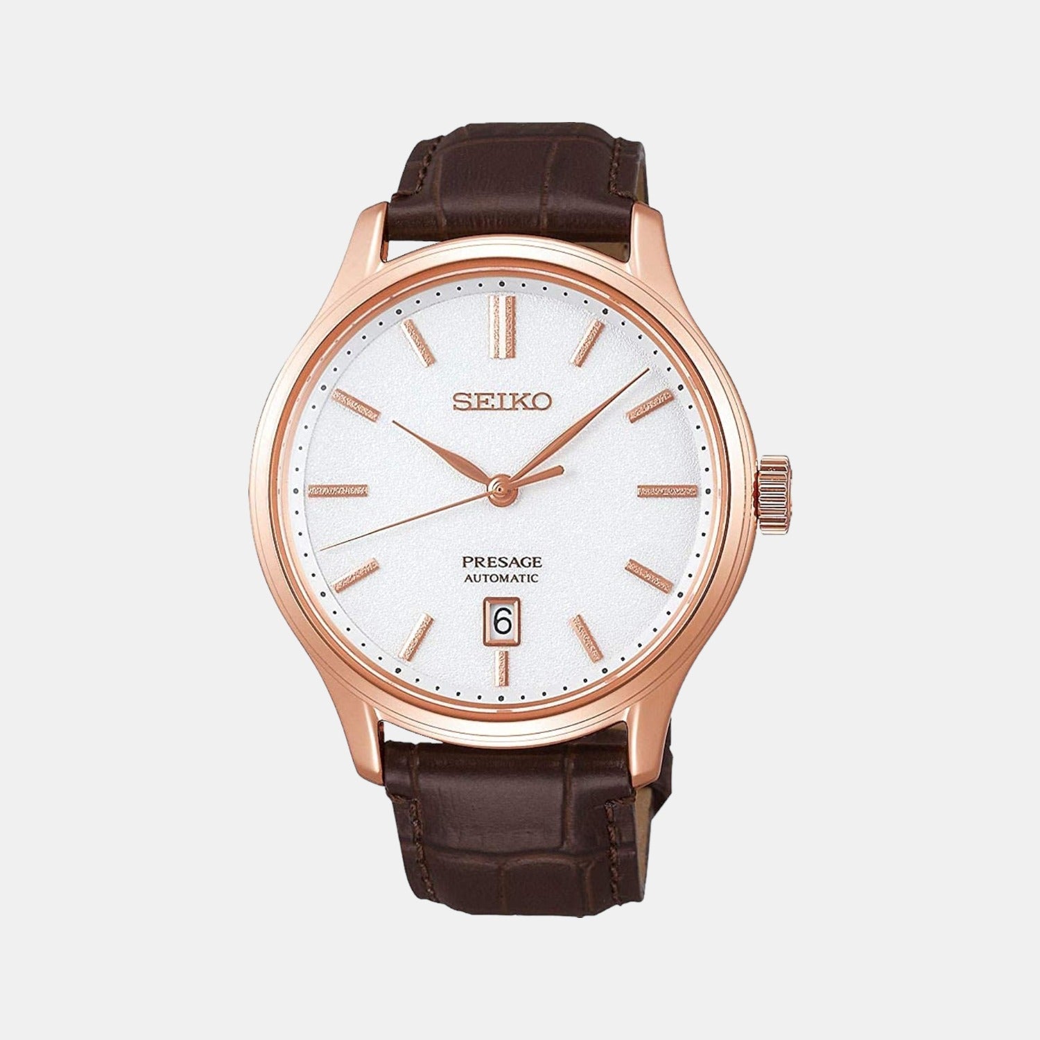 Seiko Presage Japanese Garden Men Mechanical White Dial Analog Leather Watch SRPD42J1