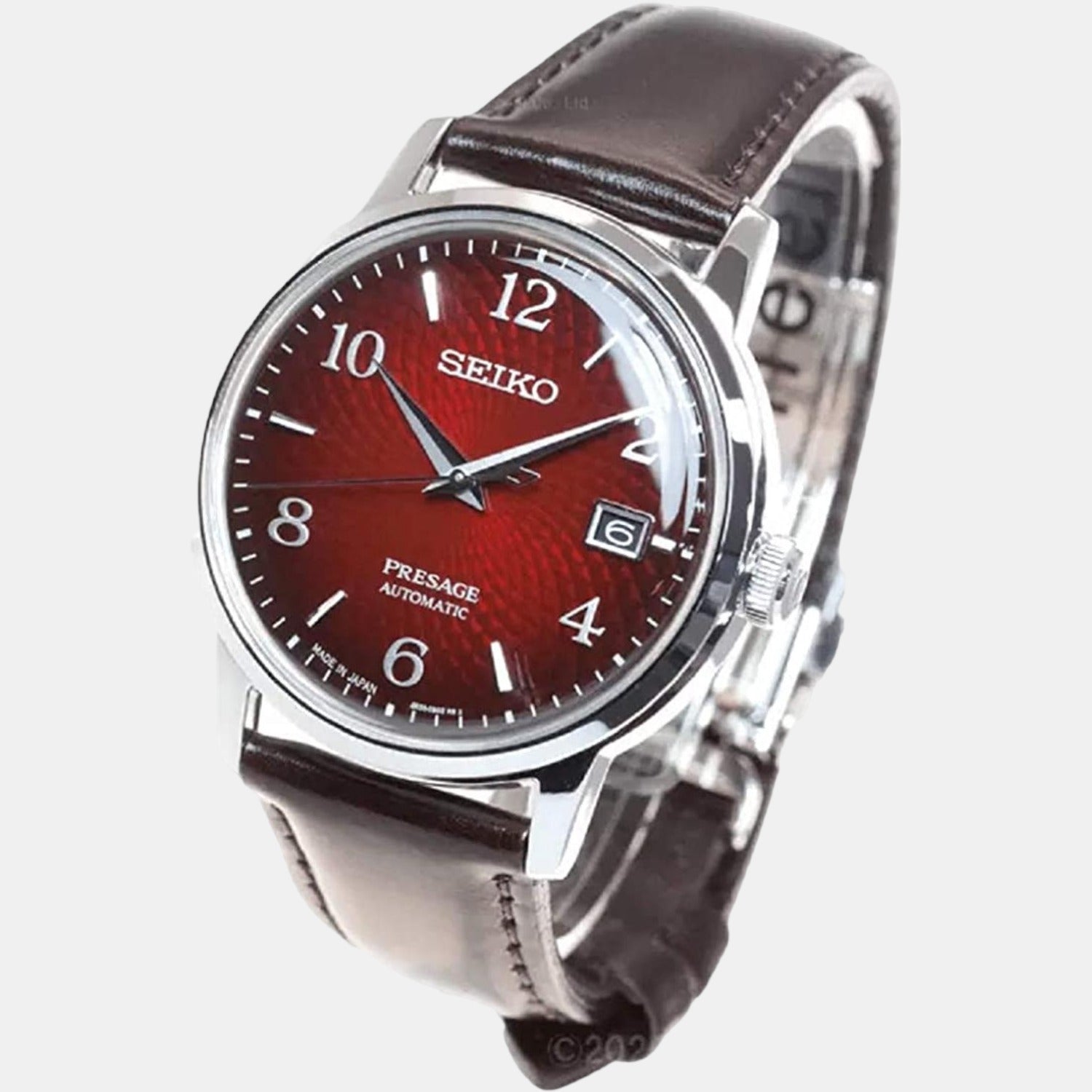 Seiko Male Red Analog Leather Automatic Watch Seiko Just In Time