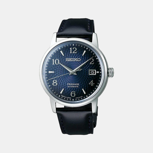 Presage Male Blue Analog Leather Automatic Watch SRPE43J1