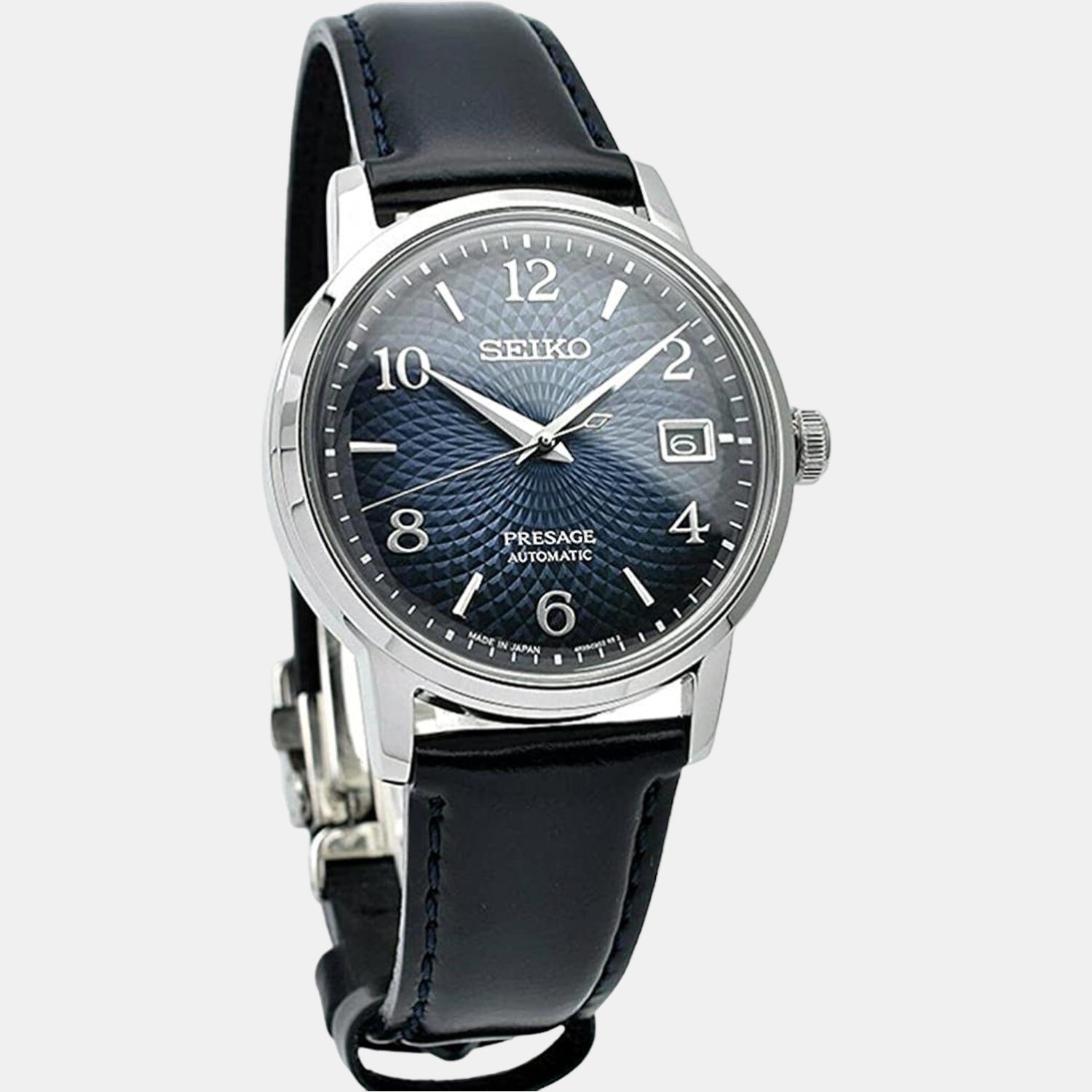 Presage Male Blue Analog Leather Automatic Watch SRPE43J1