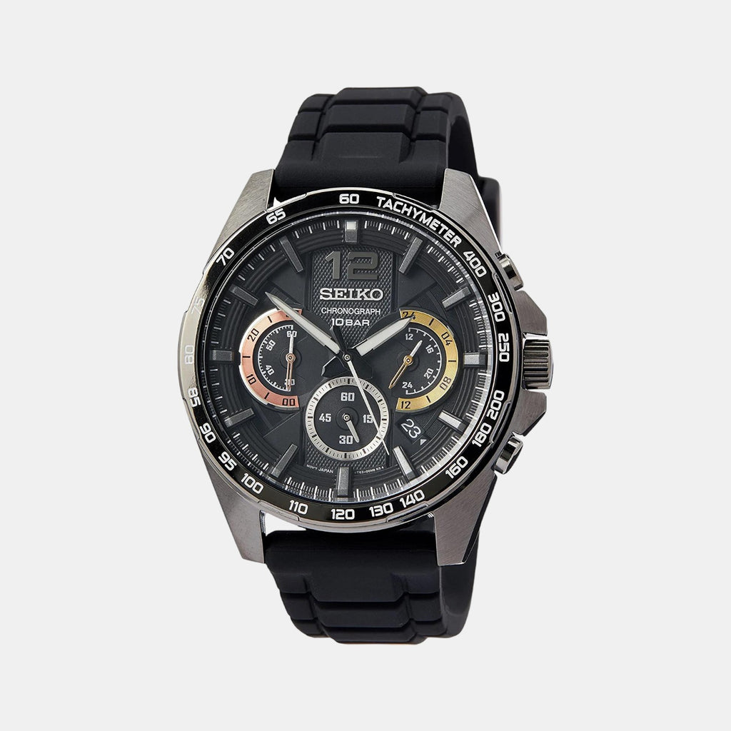 Seiko Round Black Chronograph watch