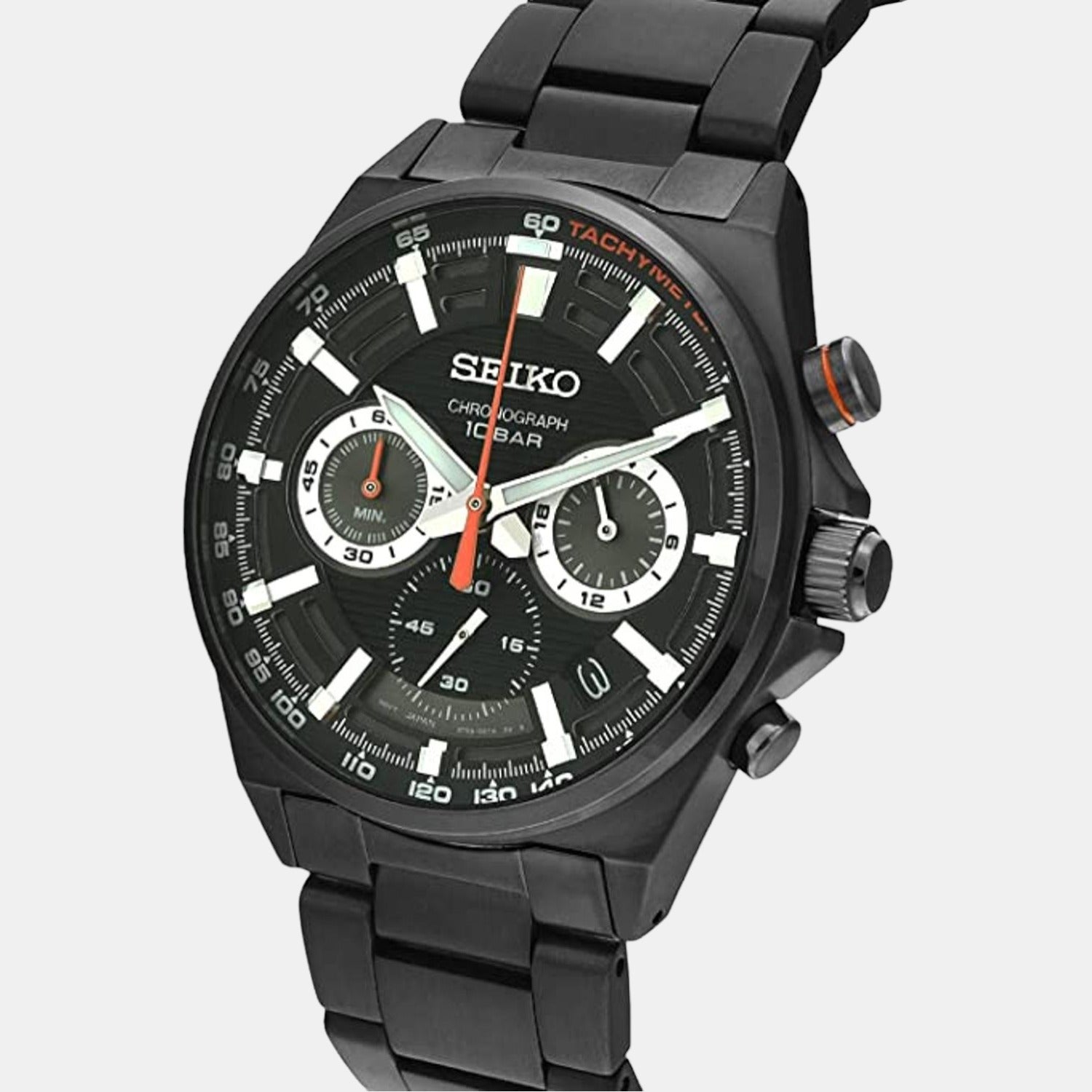 Seiko Male Black Analog Stainless Steel Watch Seiko Just In Time