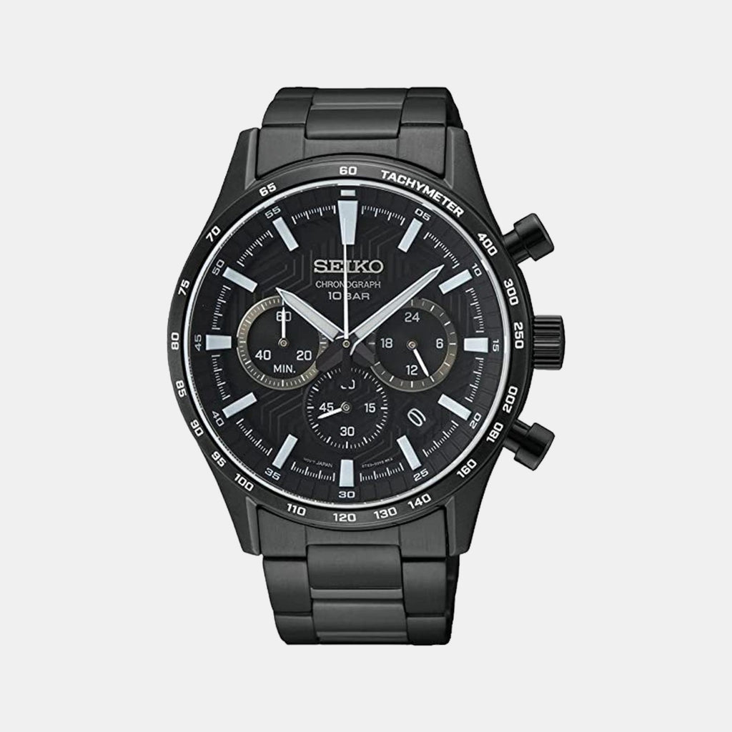 Seiko Round Black Chronograph watch