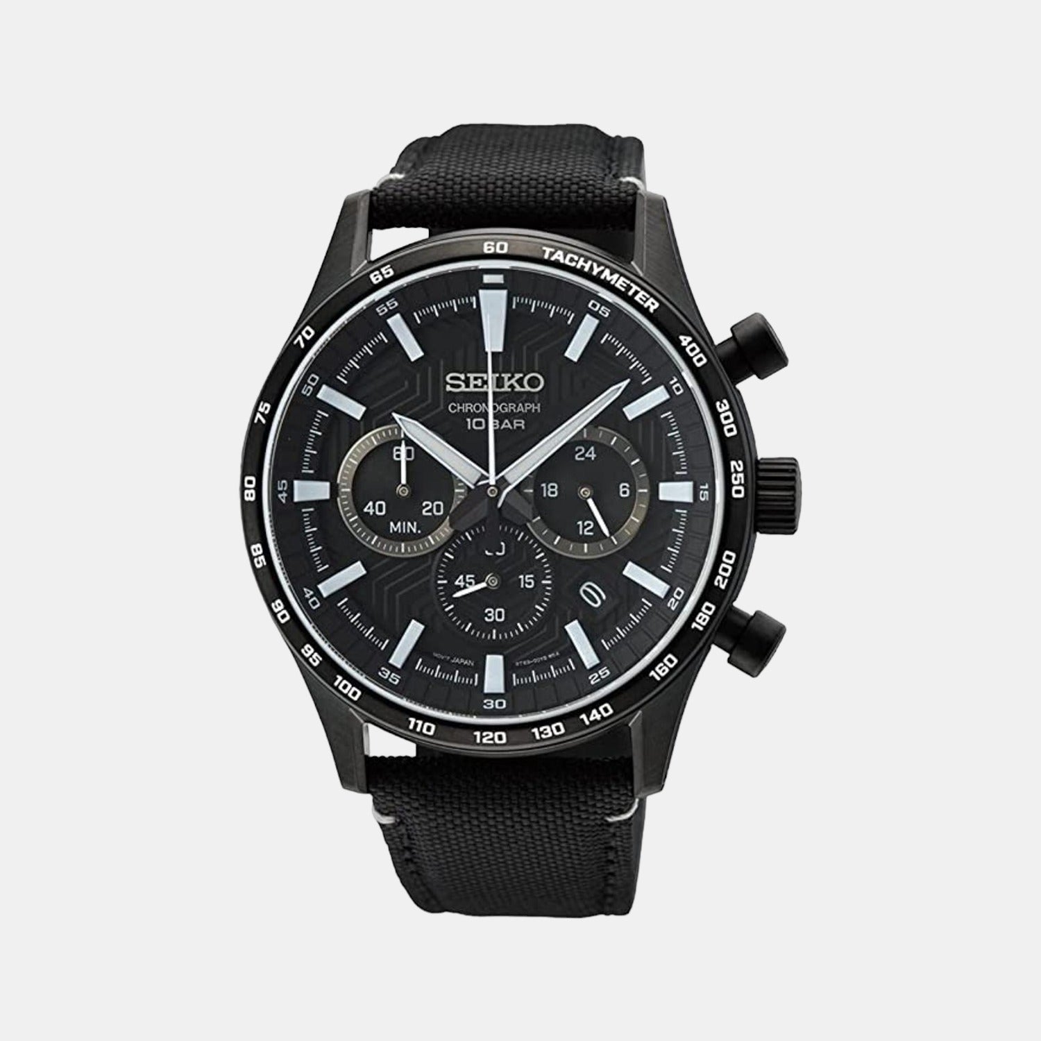 Male Black Nylon Chronograph Watch SSB417P1