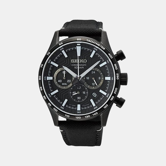 Male Black Nylon Chronograph Watch SSB417P1