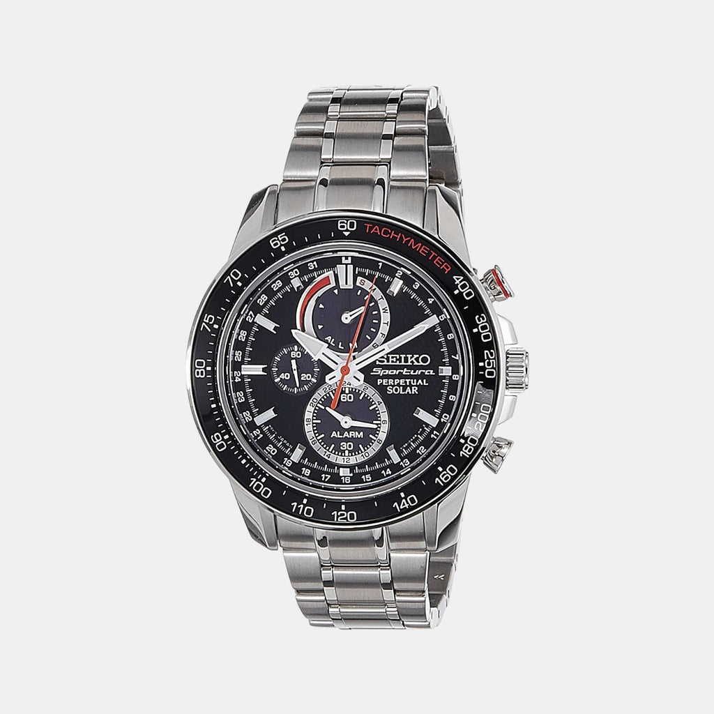 Seiko Round Black Chronograph watch