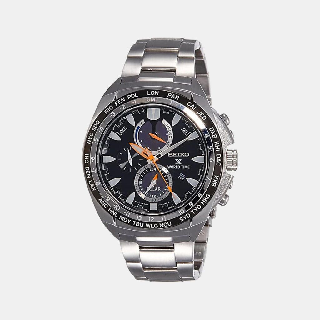 Seiko Round Black Chronograph watch