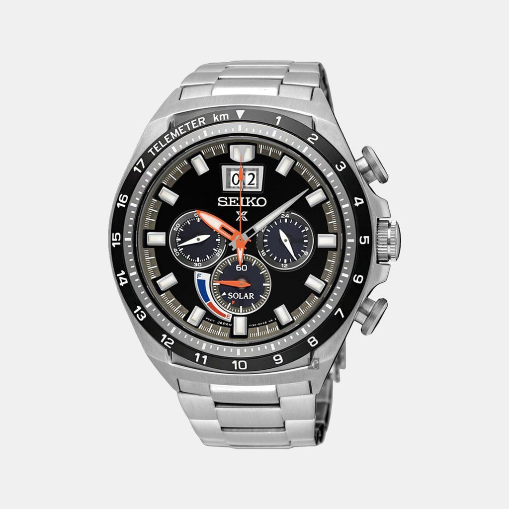 Seiko Round Black Chronograph watch