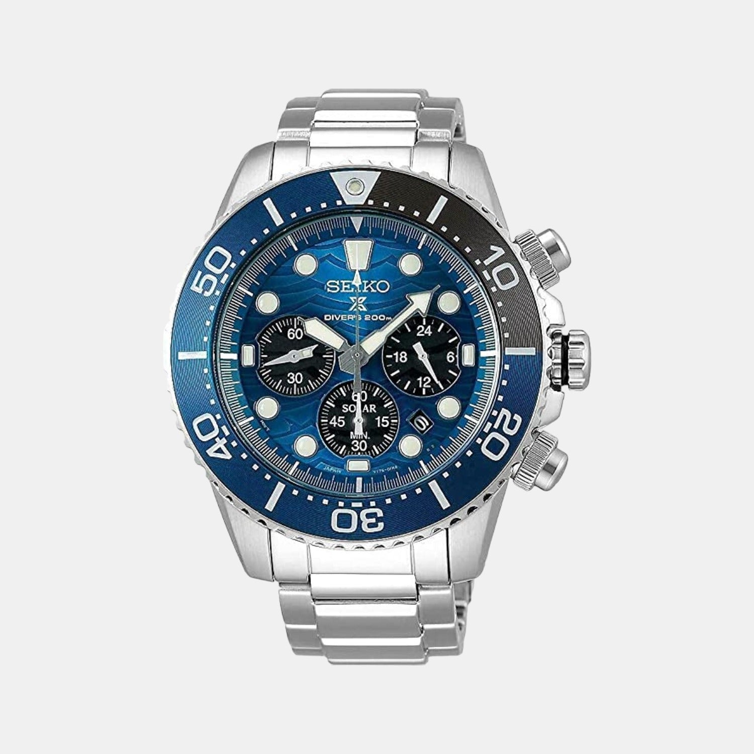 Seiko Round Blue Chronograph watch