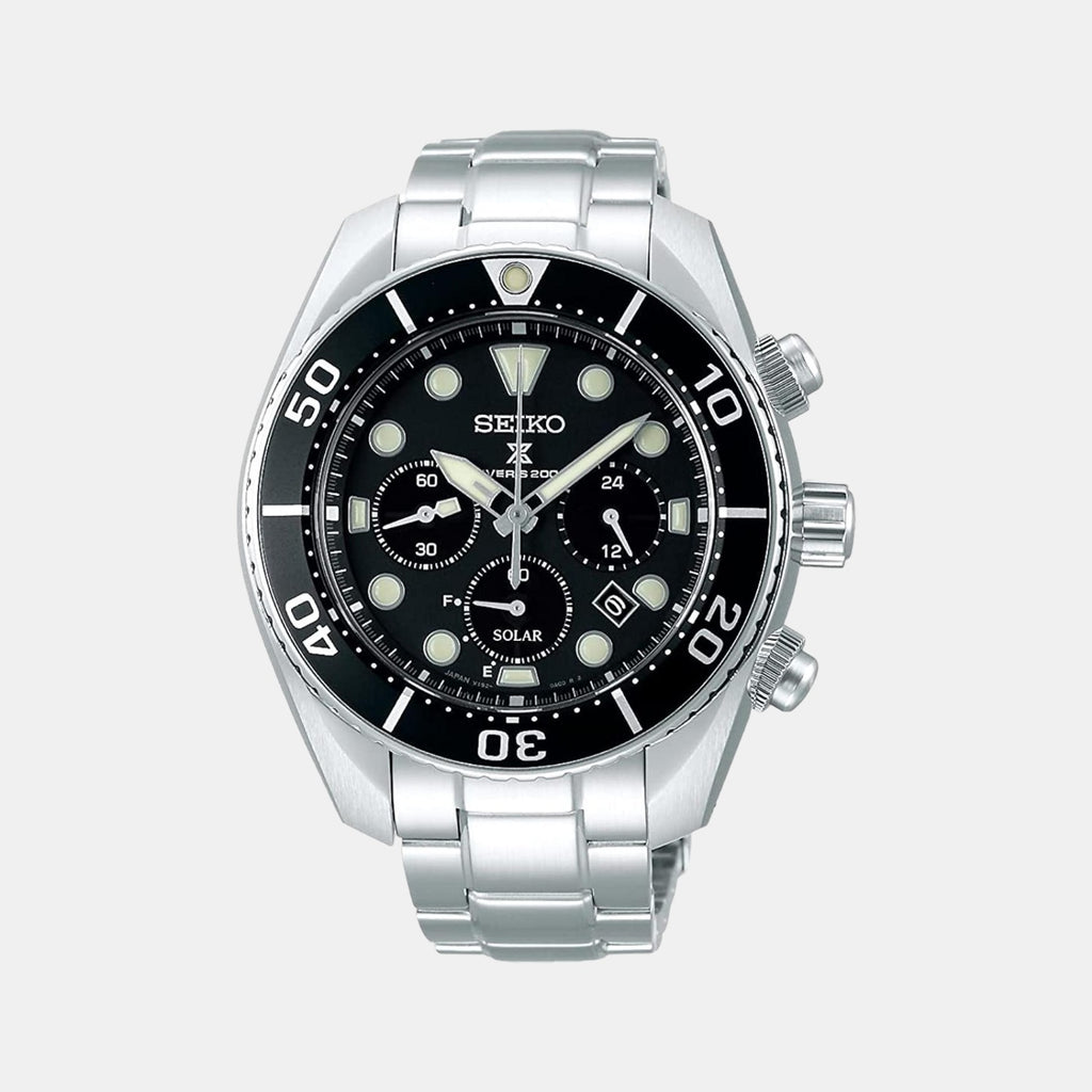 Seiko Round Black Chronograph watch