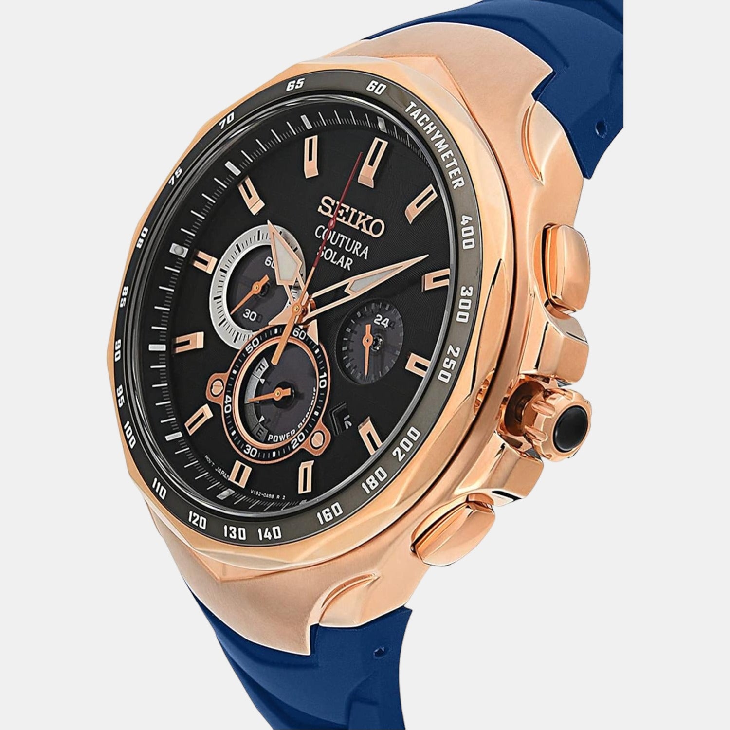 Seiko Male Blue Analog Leather Solar Watch Seiko Just In Time