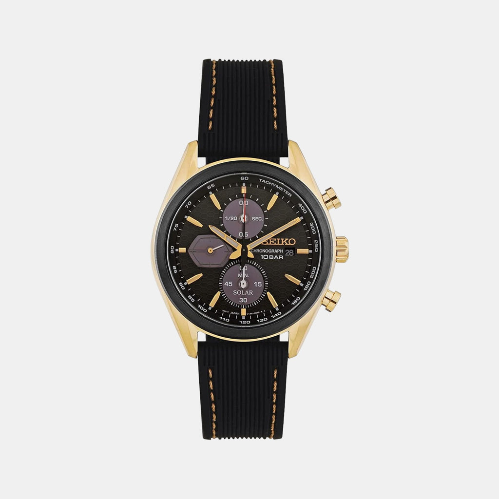 Seiko Round Black Chronograph watch