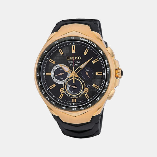 Male Black Chronograph Silicon Solar Watch SSC810P9