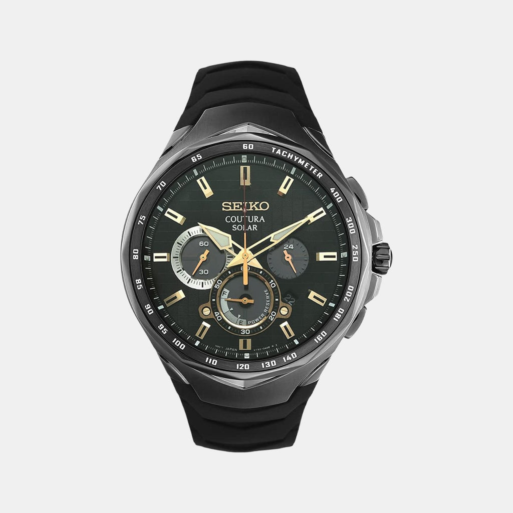Seiko Round Black Chronograph watch