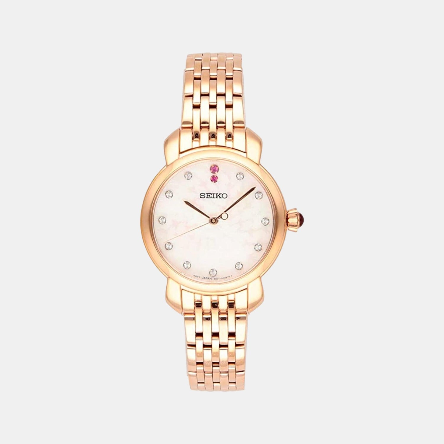 Seiko Women Quartz Rose Gold Dial Analog Stainless Steel Watch