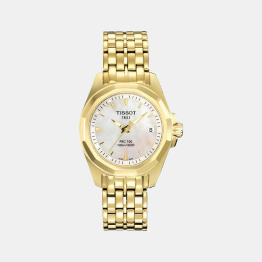 Female Gold Analog Stainless Steel Watch T0080103311100