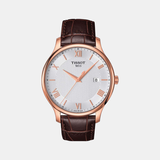 Tradition Male Analog Leather Watch T0636103603800