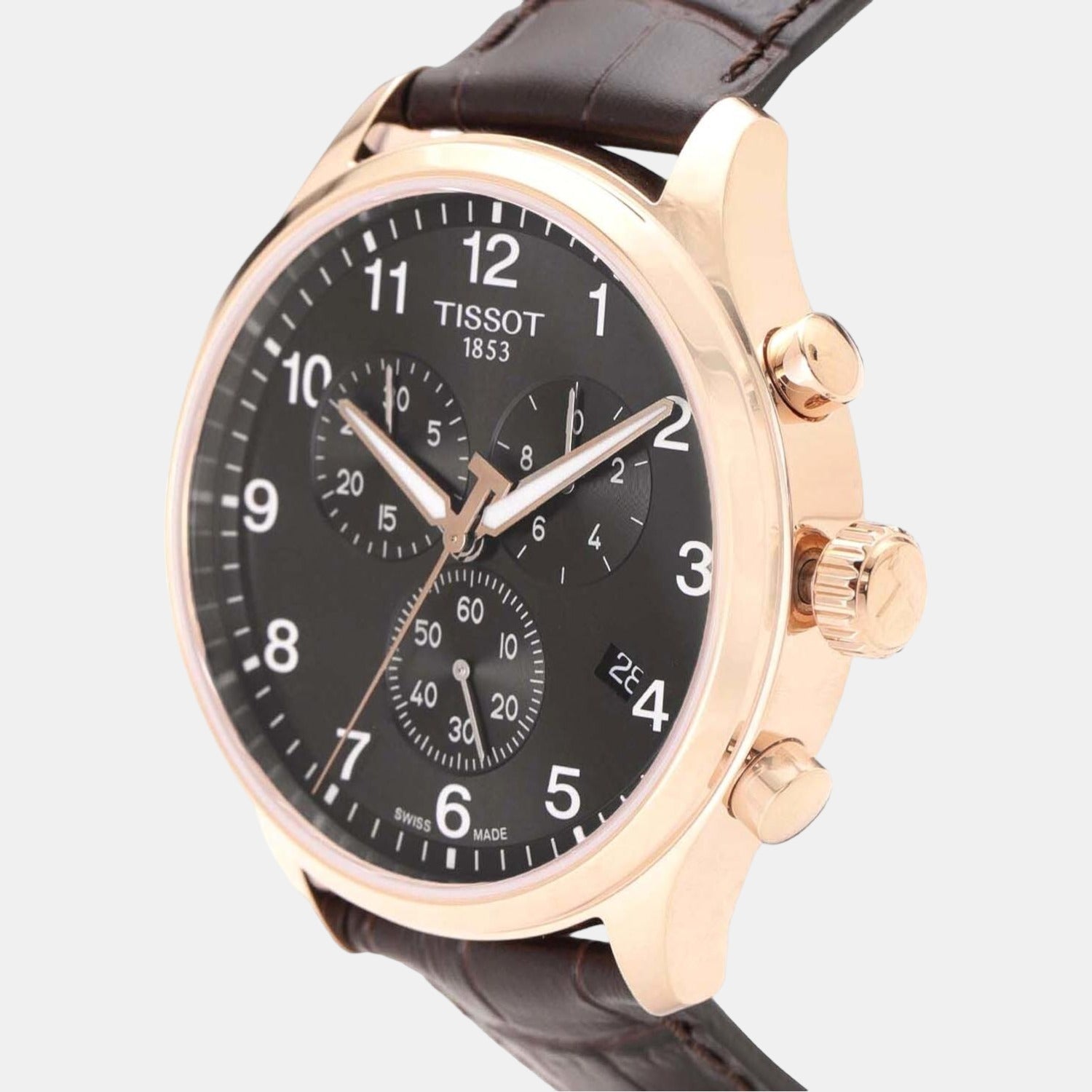 Tissot chronograph black hot sale leather strap watch