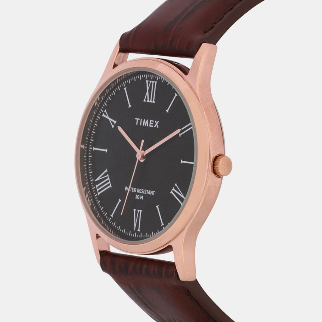 Timex R433 Timex Men Quartz Black Dial Analog Leather Watch TW000R433 – Just In Time