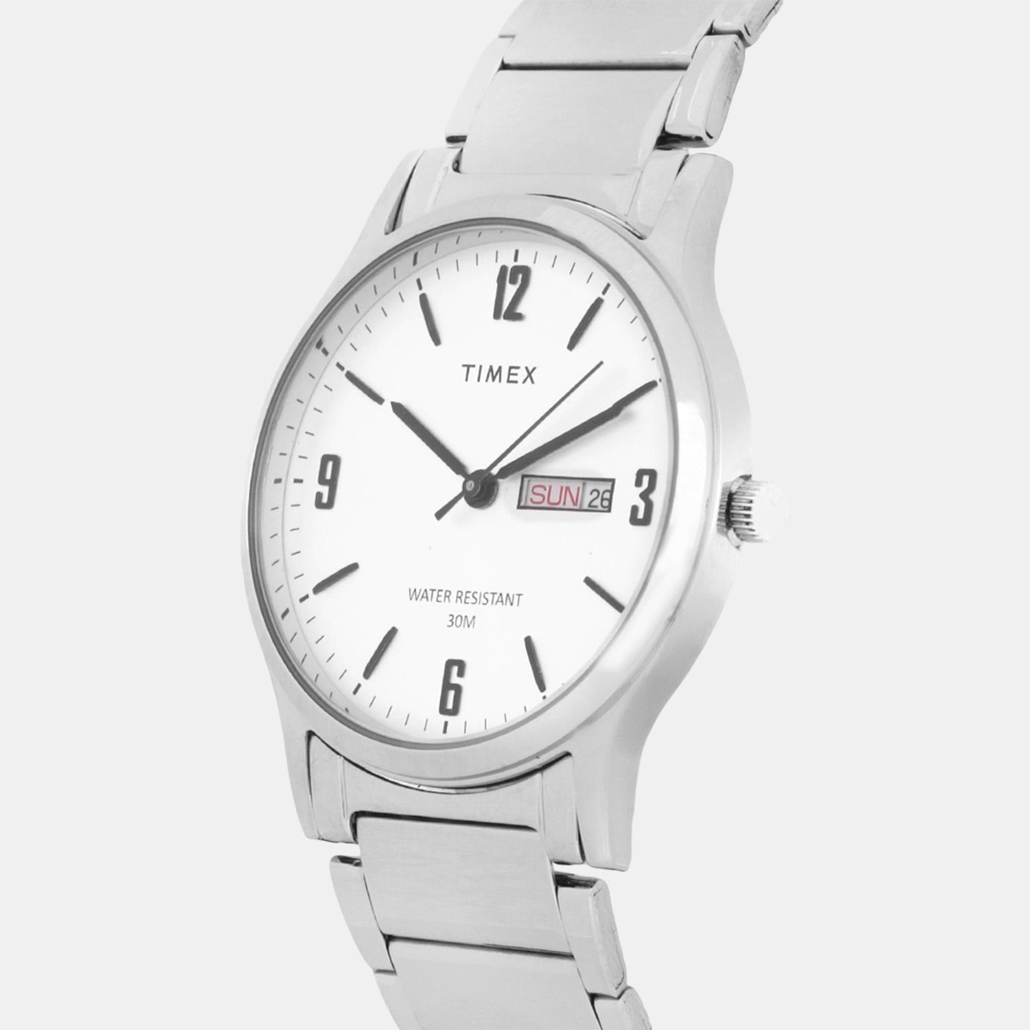 Timex Men Round Silver watch