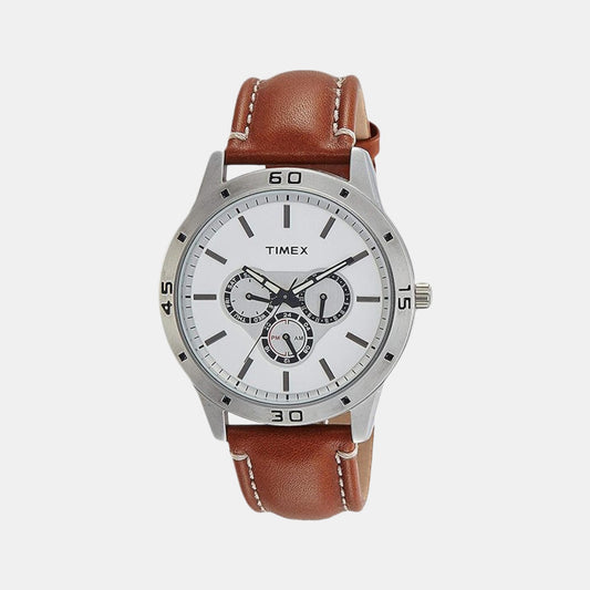 Male White Analog Leather Watch TW000U911