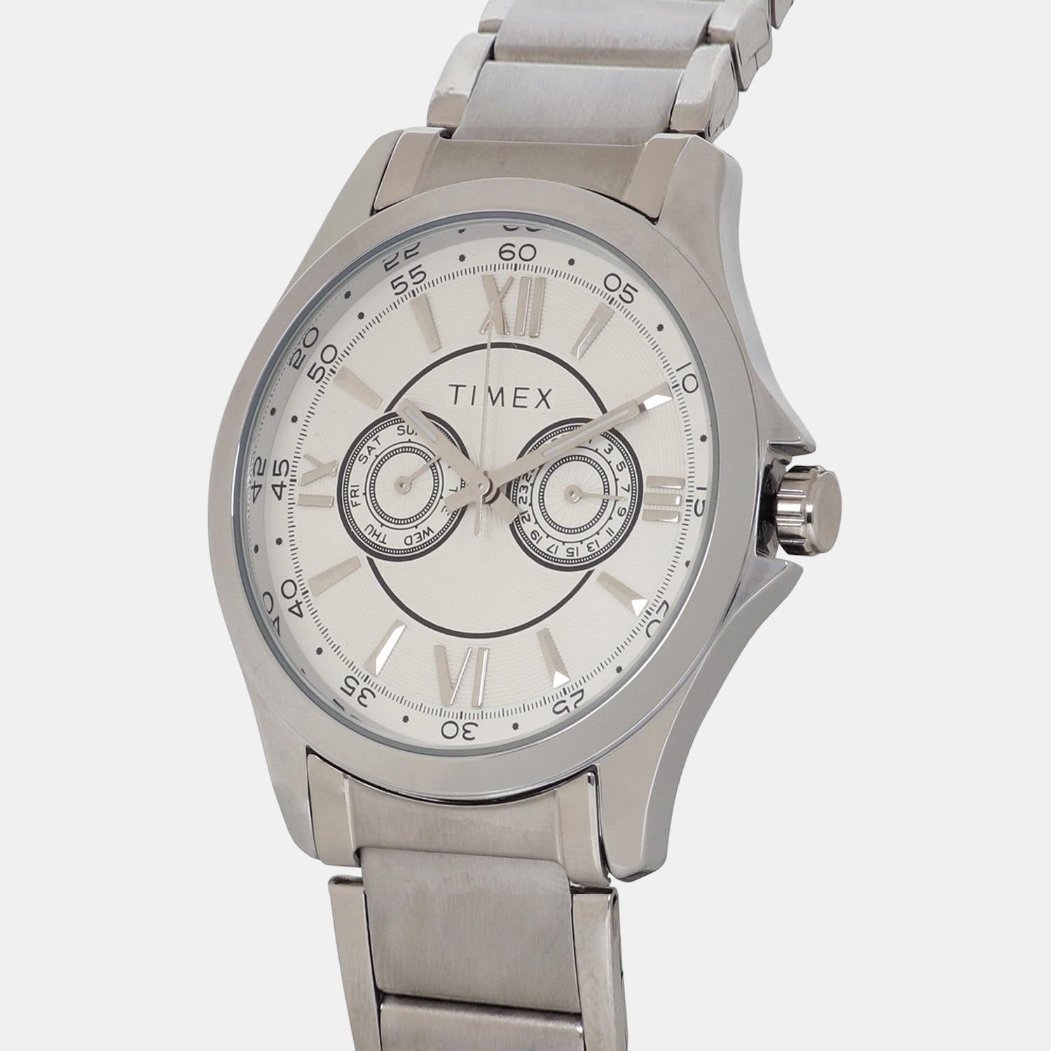 Timex Men Round Silver watch