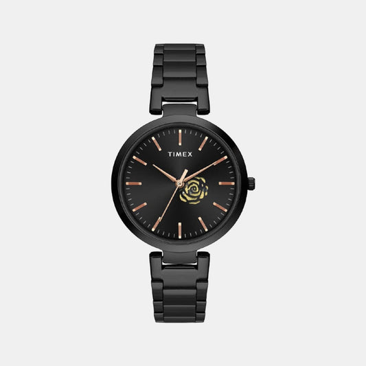 Female Black Analog Stainless Steel Watch TW000X225