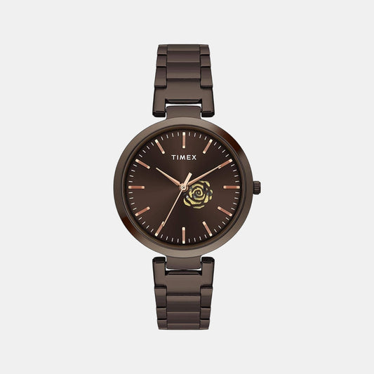 Female Brown Analog Stainless Steel Watch TW000X227