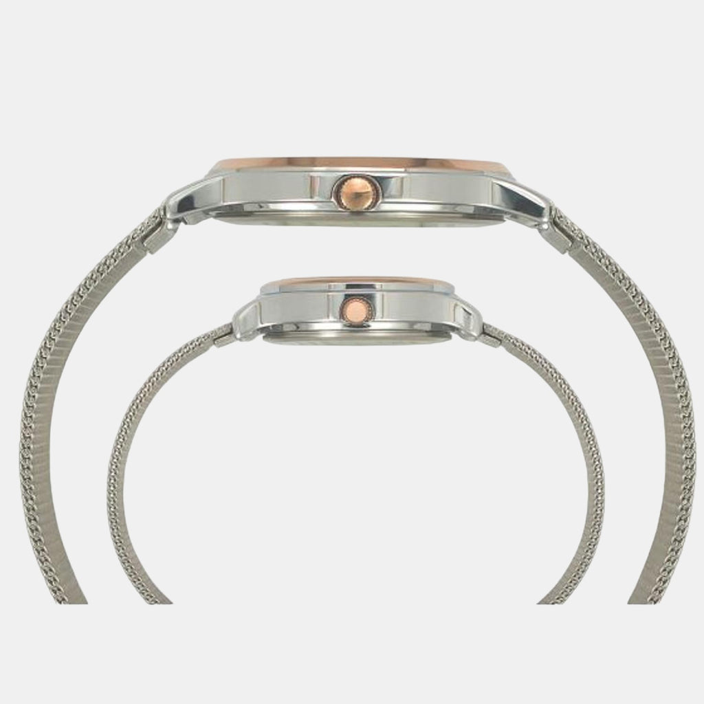 Timex Couple Round Silver watch