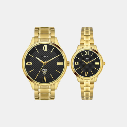 Couple Black Analog Stainless Steel Watch TW00PR283