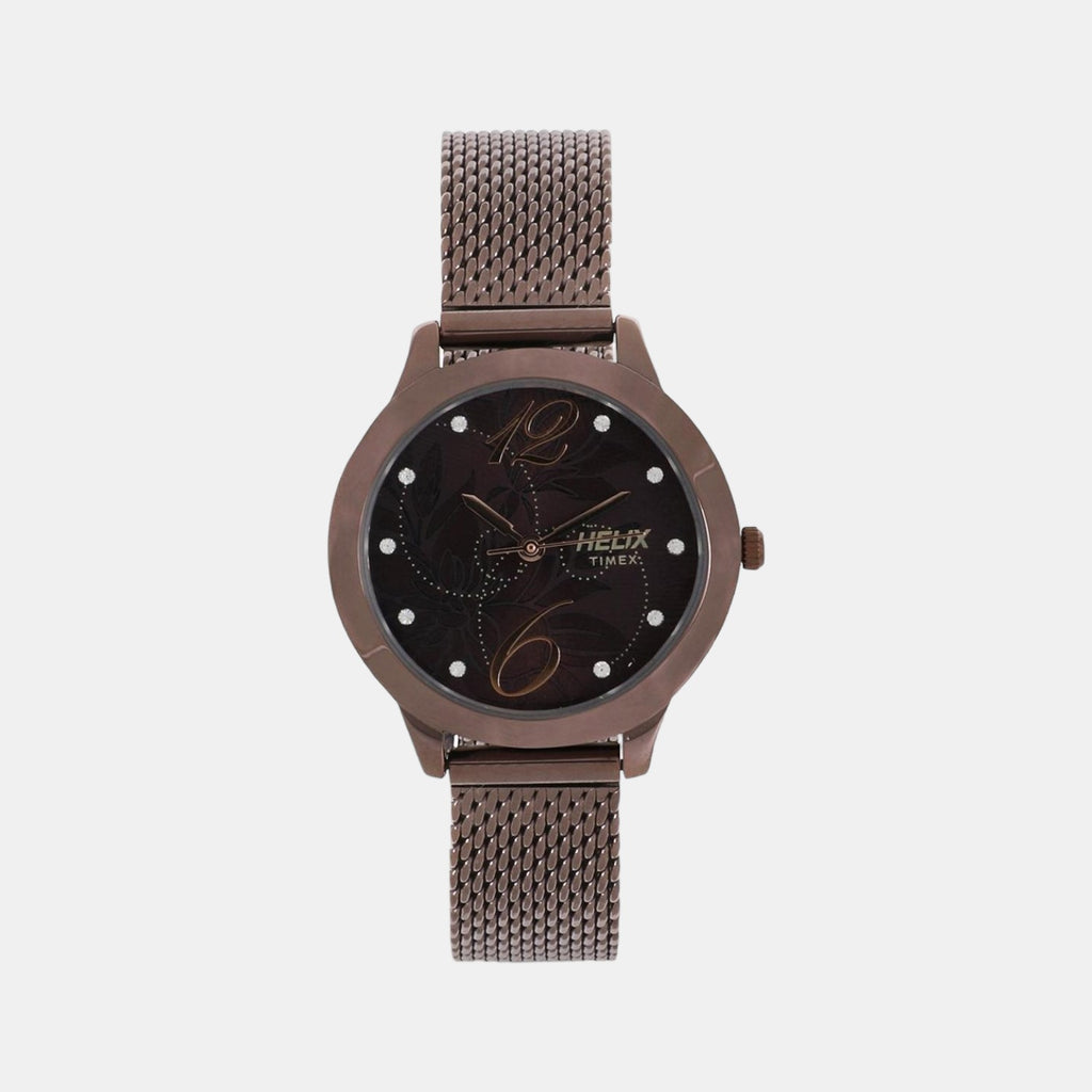 Helix Round Brown Analog watch
