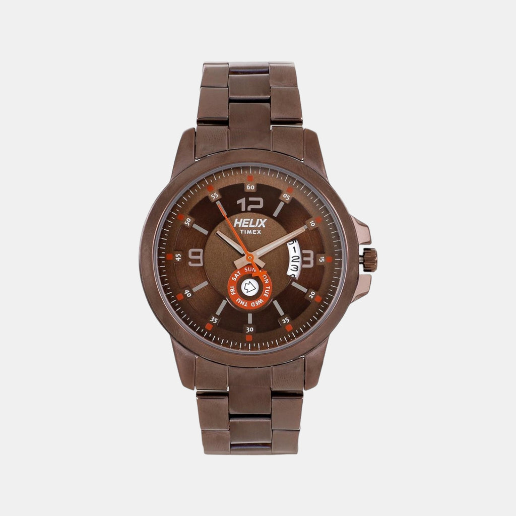 Helix Round Brown Analog watch