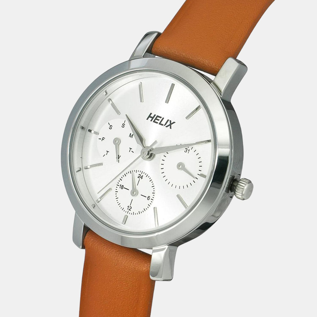 Helix Leather Silver watch