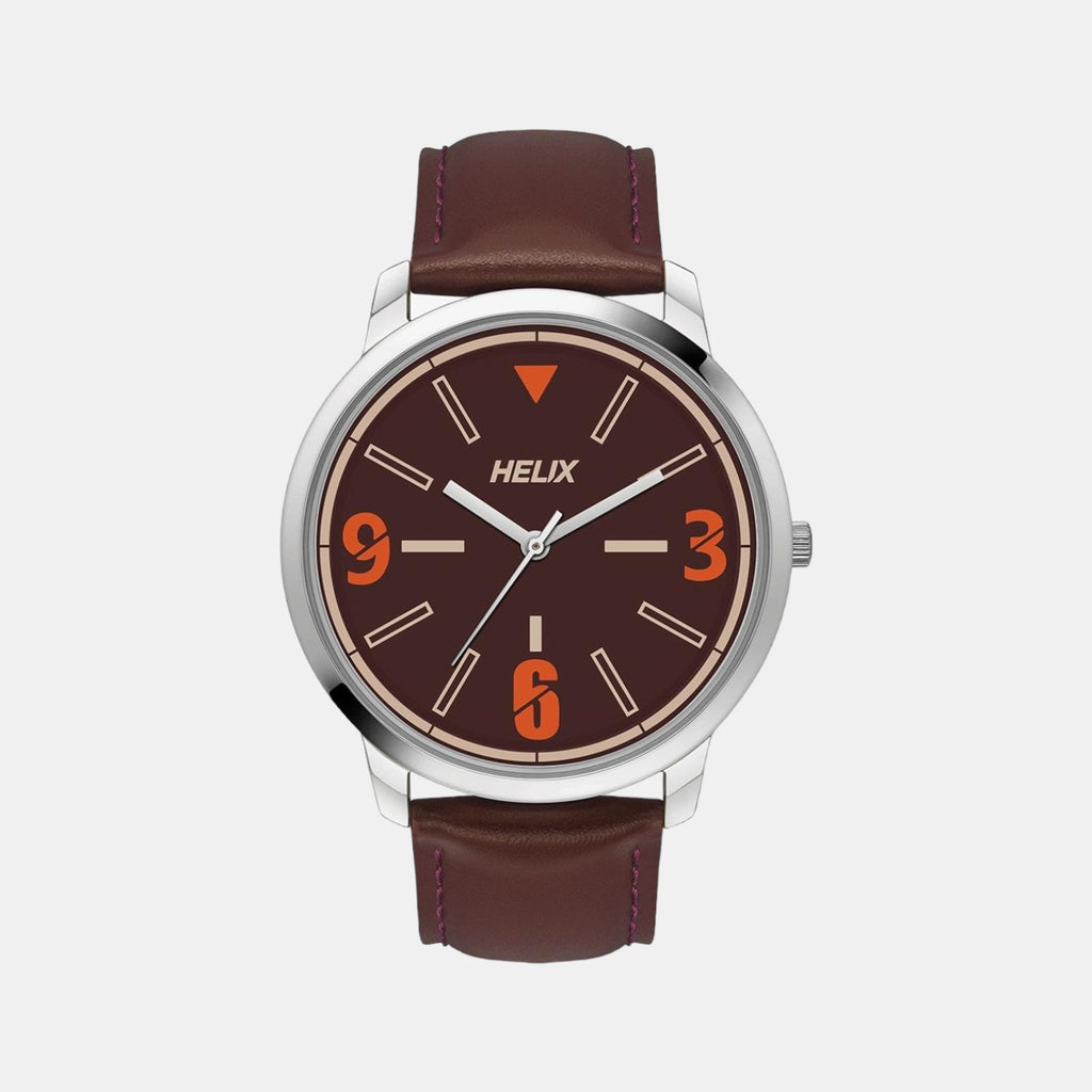 Helix Round Brown Analog watch