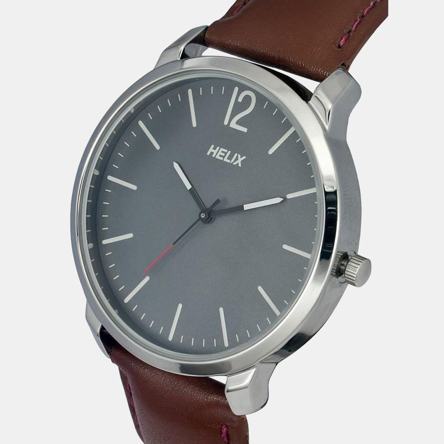 Helix Leather Silver watch