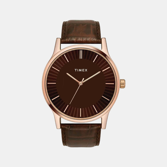 Male Brown Analog Leather Watch TW0TG8300