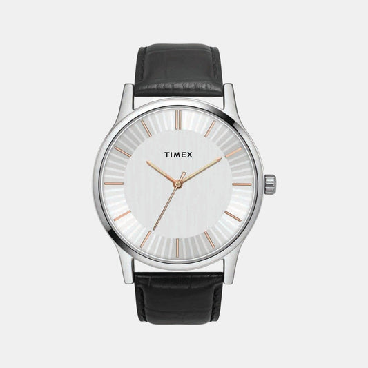 Male Silver Analog Leather Watch TW0TG8301