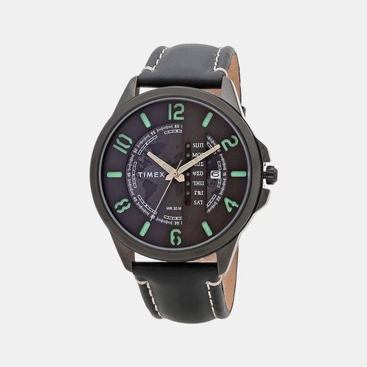 Male Grey Analog Leather Watch TWEG16505