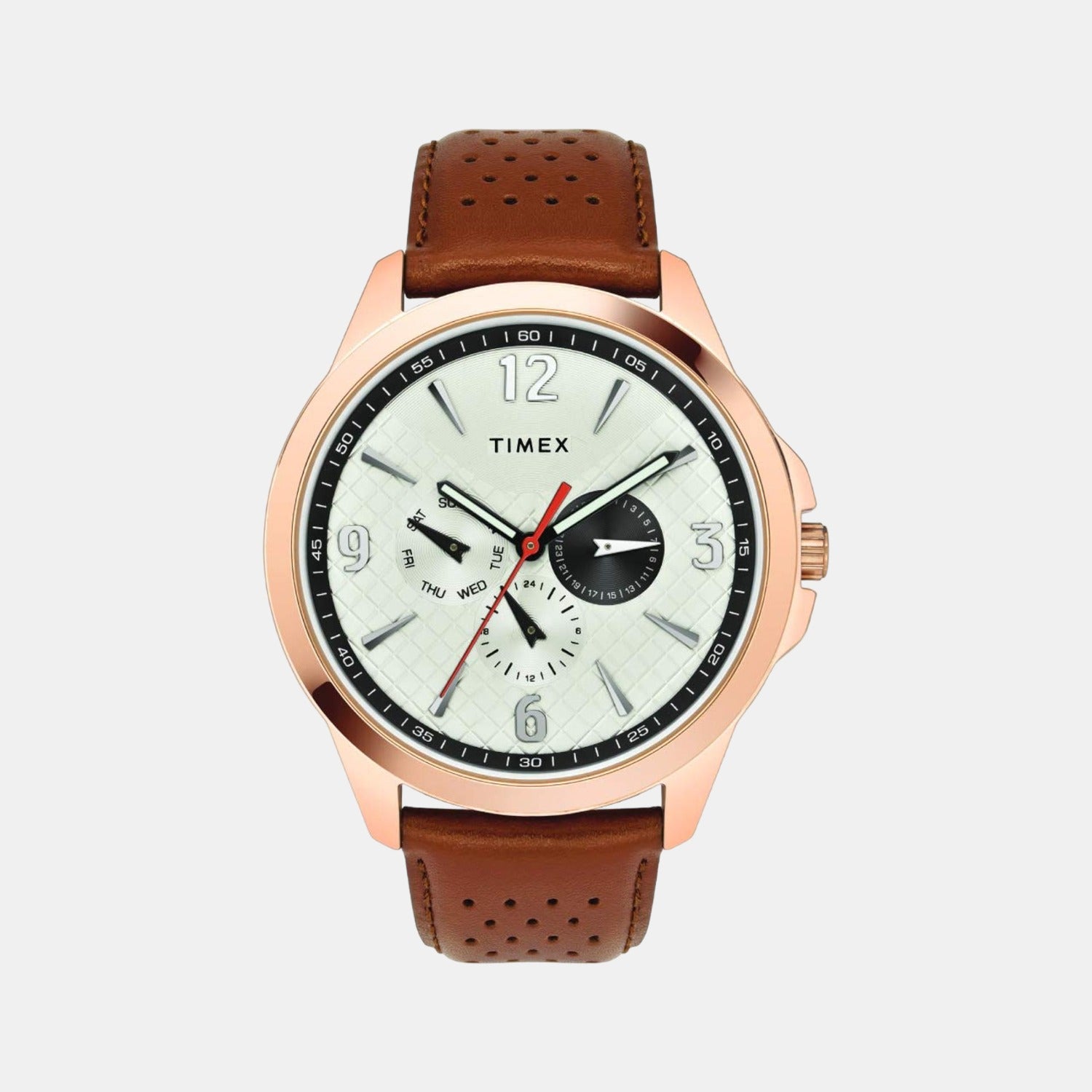 Male Silver Analog Leather Watch TWEG16519