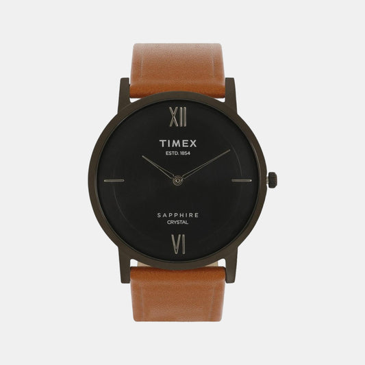 Male Black Analog Leather Watch TWEG17408