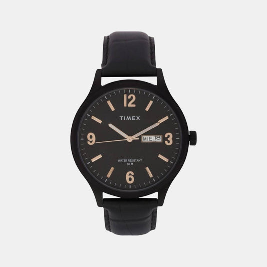 Male Black Analog Leather Watch TWEG18403