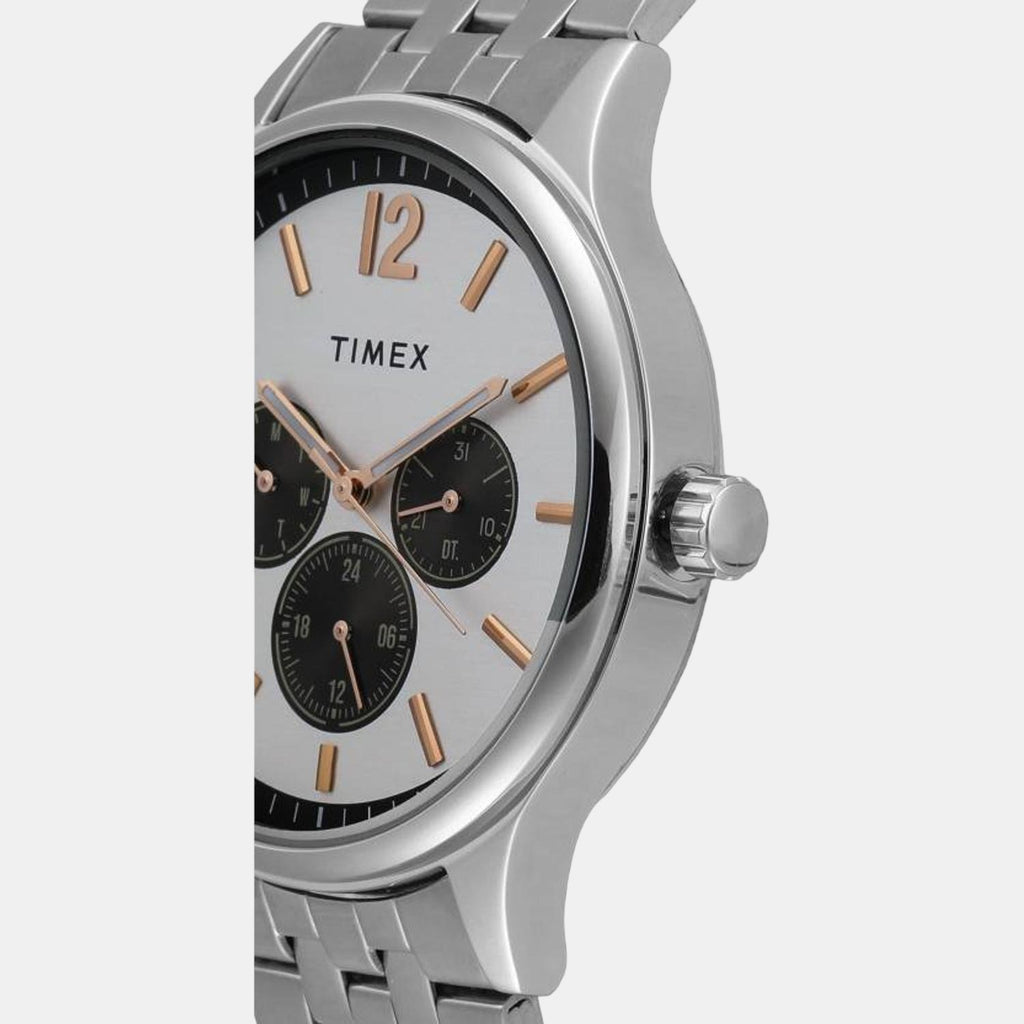 Timex Men Round Silver watch
