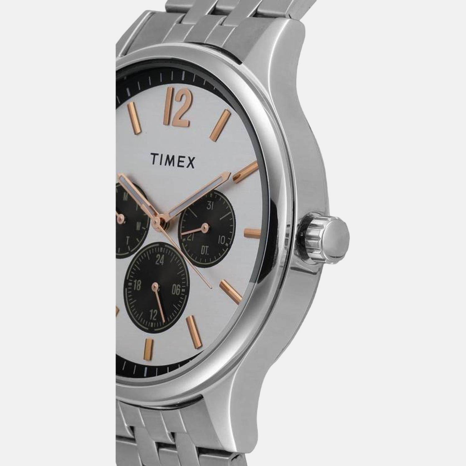 Timex Men Round Silver watch
