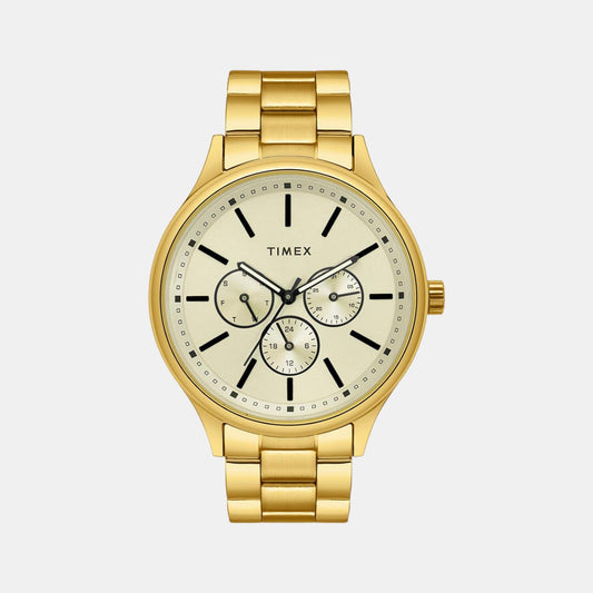 Male Beige Analog Stainless Steel Watch TWEG18415