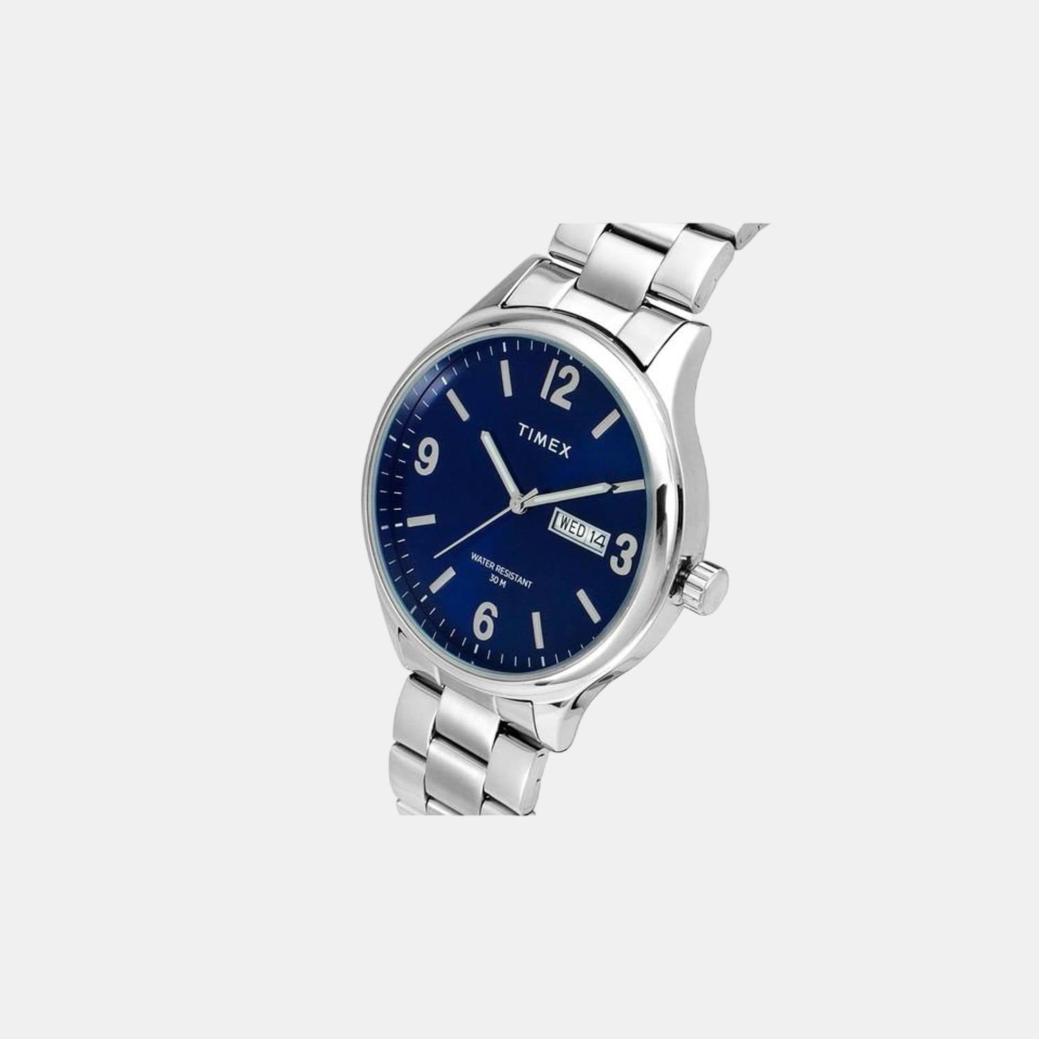 Fashion Men Quartz Blue Dial Analog Stainless Steel Watch TWEG18420
