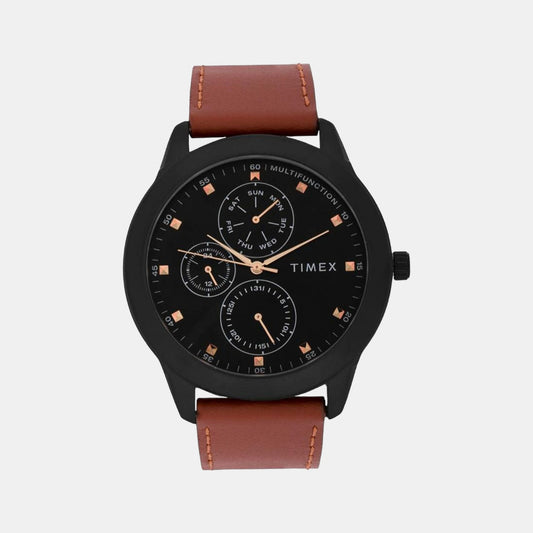 Male Black Analog Leather Watch TWEG18505